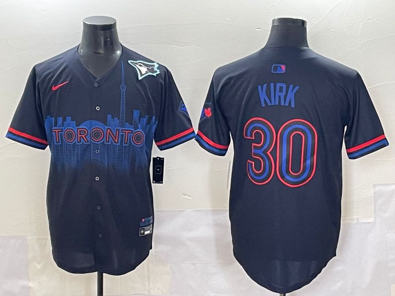 Men 2025 Toronto Blue Jays #30 Kirk Black Joint Name Nike MLB Jersey style 5